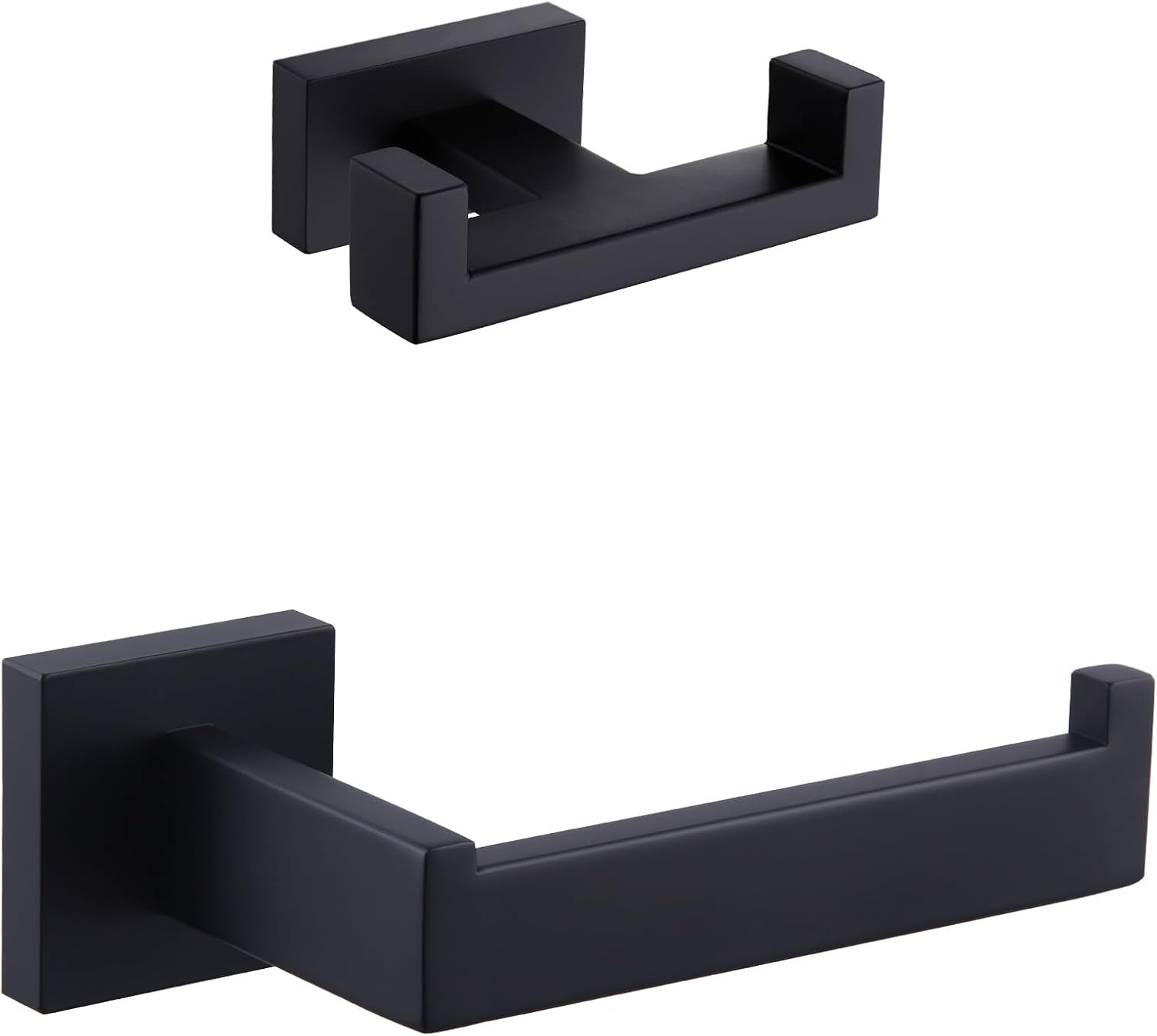 Paquete de ganchos dobles para toallas con soporte para papel higiénico (negro mate)