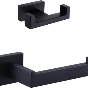 Paquete de ganchos dobles para toallas con soporte para papel higiénico (negro mate) Paquete de ganchos dobles para toallas con soporte para papel higiénico (negro mate)