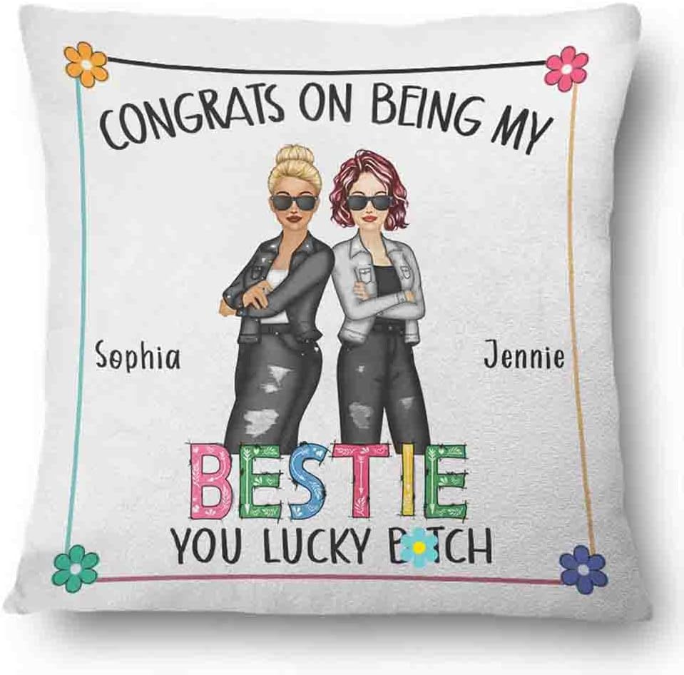 Almohada personalizada para mejor amiga, mejor amiga, felicitaciones por ser mi mejor amiga, almohada personalizada para mejores amigas, regalo para