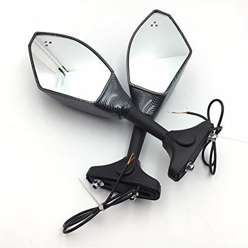 XKH – Espejo de señal de giro LED azul para motocicleta, fibra de carbono, humo, compatible con Honda Cbr 125R 150R Suzuki Sv650S Katana Tl1000R
