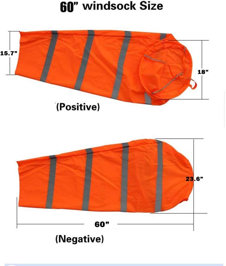 60 pulgadas Airport Windsock Rip-Stop Outdoor Rainbow Wind Measurement Sock Bag con cinturón reflectante