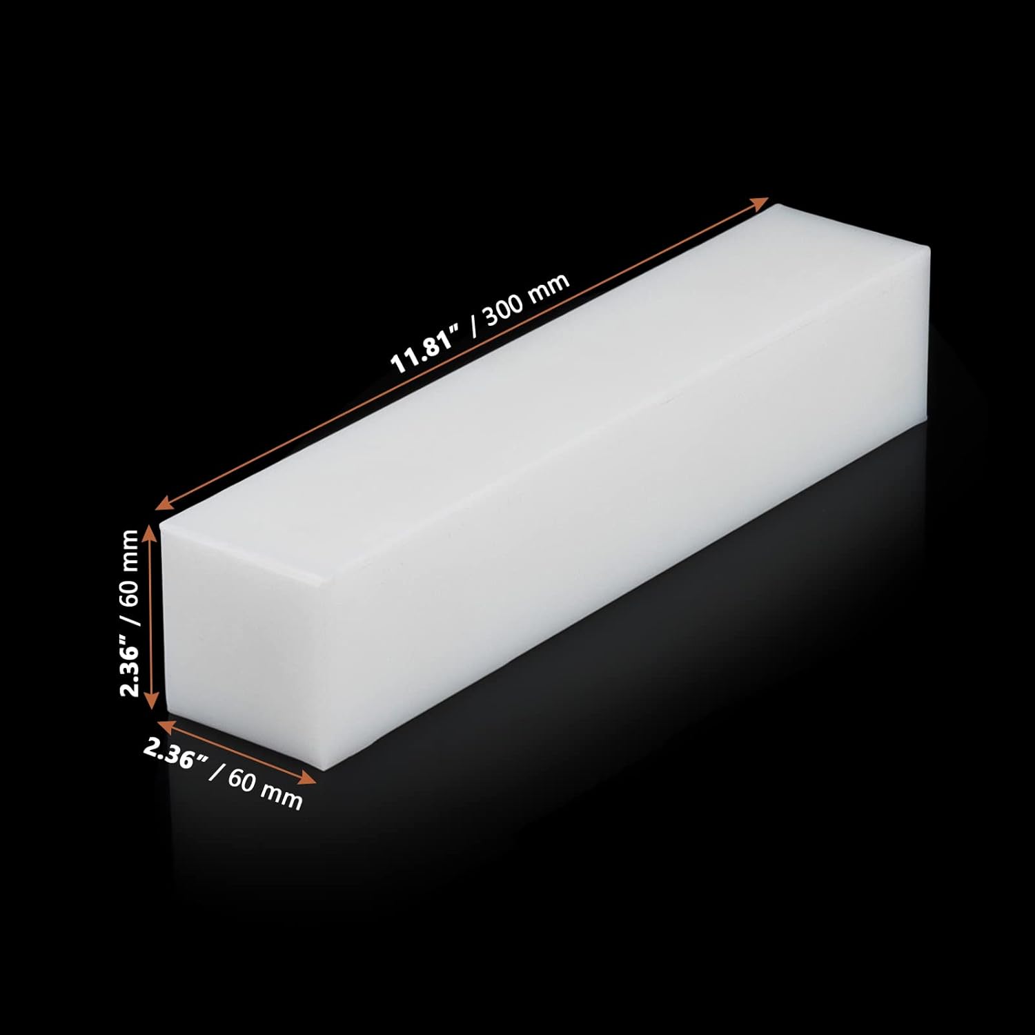 LEXININ Bloque roscado de nailon grande de 11.8 x 2.4 pulgadas, bloque roscado de plástico UHMW, bloque de roscado rectangular de nailon sólido para