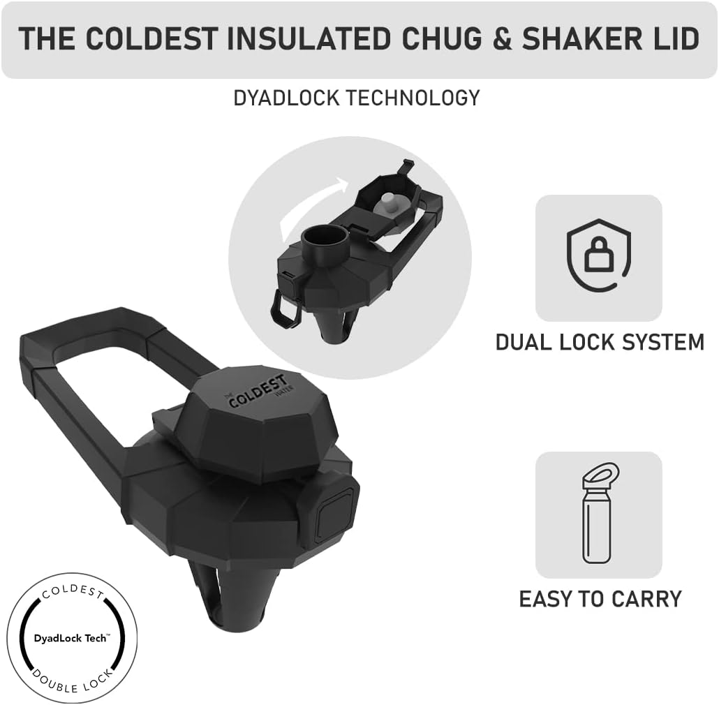 The Coldest Chug Lid and Shaker Lid para botellas de boca ancha para batidos de proteínas, batidos saludables, tapa de gimnasio (madera ejecutiva,