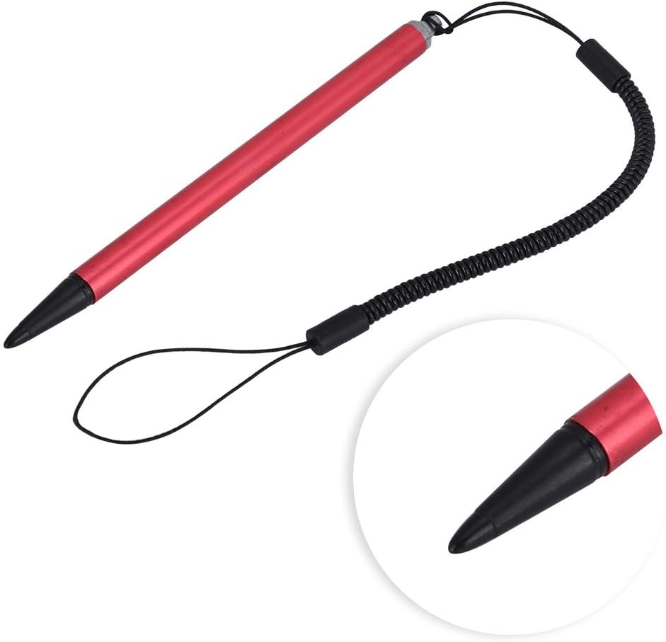 Lápiz táctil universal, lápiz táctil negroplatarojo resistivo POS PDA Navigator Tablet Screen Touch Painting Pen con cuerda de resorte colgante