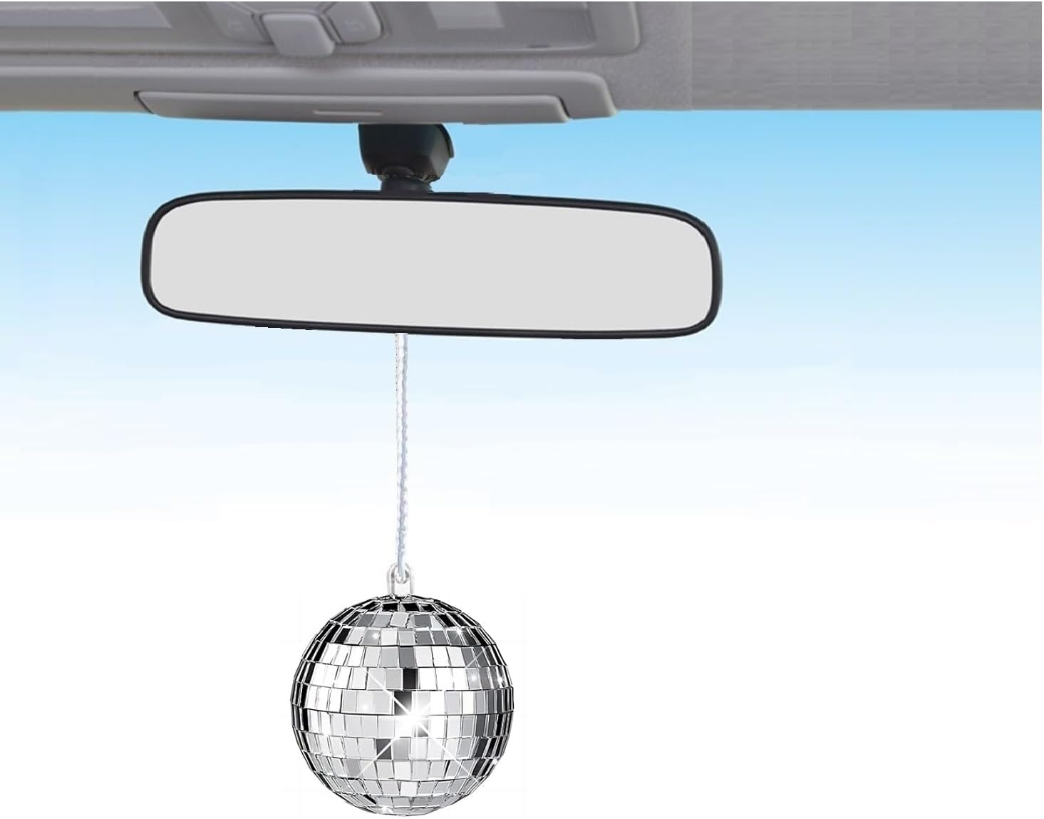 Accesorio de bola de discoteca para colgar, bola de discoteca con espejo, bola de discoteca para espejo de automóvil, colgante de coche de
