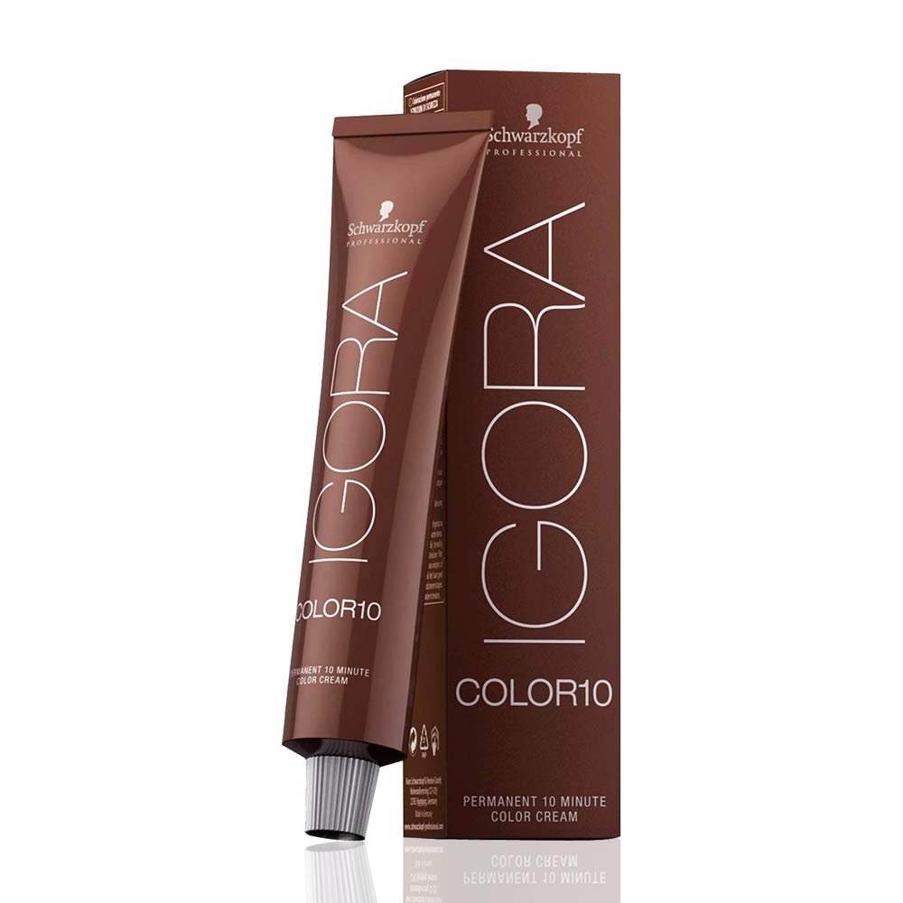 Igora Color 10 6-0 Rubio oscuro natural permanente 10 minutos coloración para el cabello Cream and M Hair Designs Tint Brush (paquete de 2 artículos)