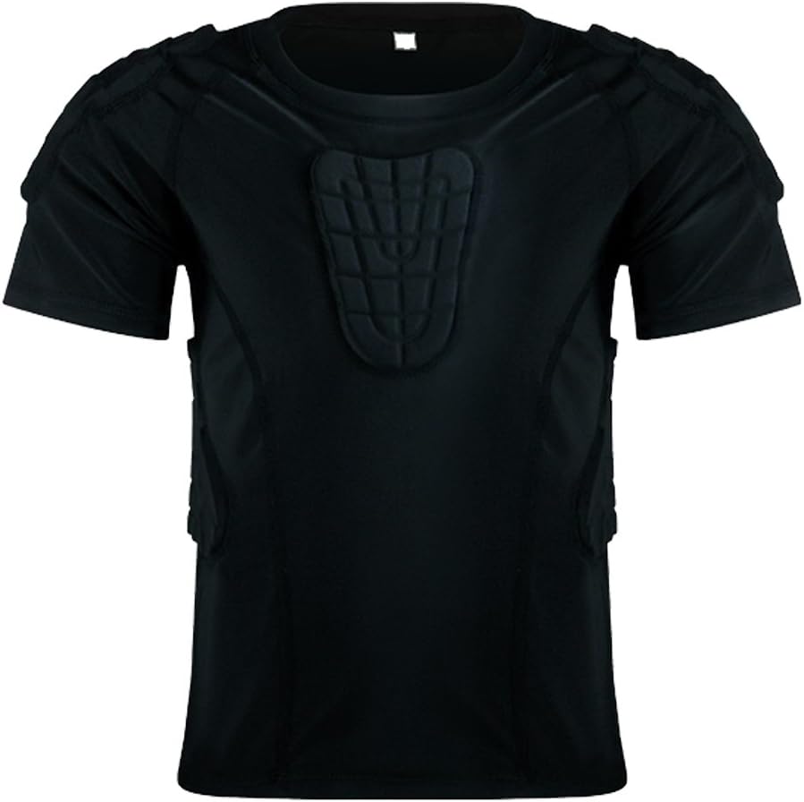 Camisetas acolchadas para niños, manga corta, compresión en el pecho y costillas, equipo de protección juvenil