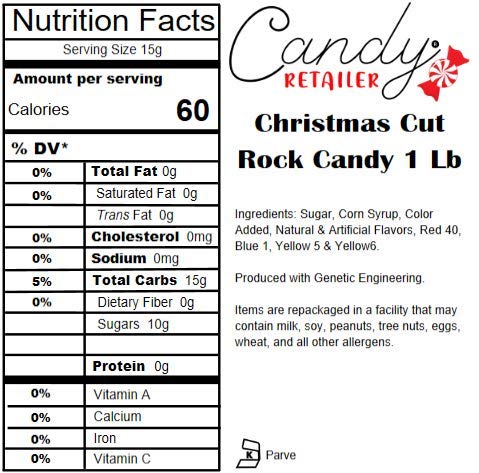 Candy Retailer Christmas Cut Rock Candy 1 Lb