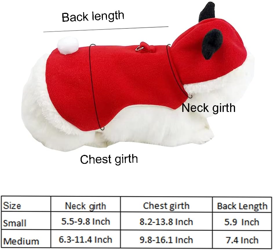 Disfraz de Navidad de animales pequeños para conejo, gatito, alce, capa con cuernos de ciervo, ropa de conejo con correa de conejo, traje de