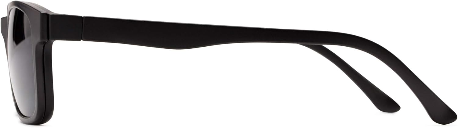 Gafas de sol de lectura bifocales cuadradas retro en negro con lentes ahumadas de Readers.com  The Peace Polarized Magnetic  +1.25