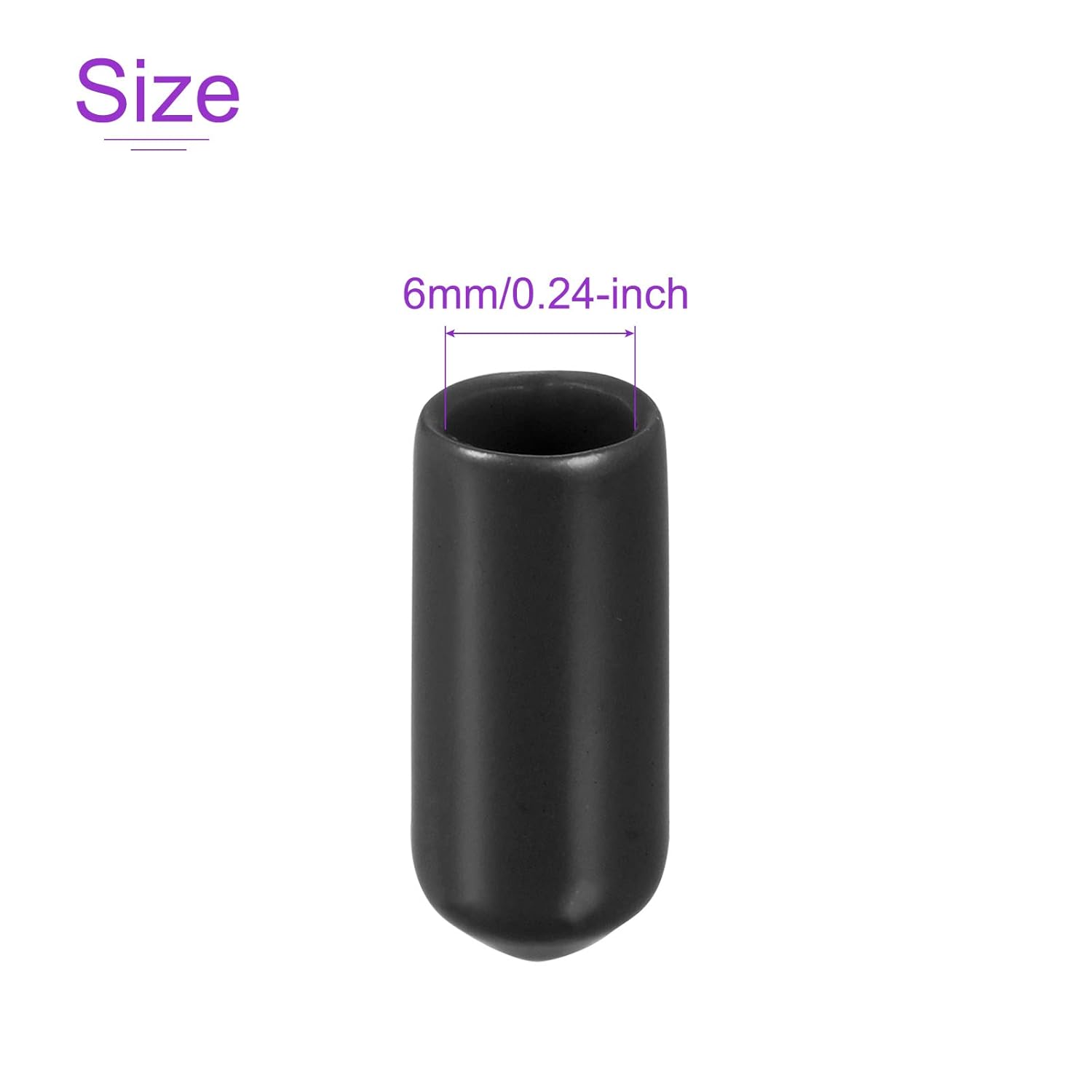 DMiotech Paquete de 80 protectores de rosca de tornillo negros de 14 pulgadas (0.236 in) de diámetro interior, tapas de goma para pernos de tornillo