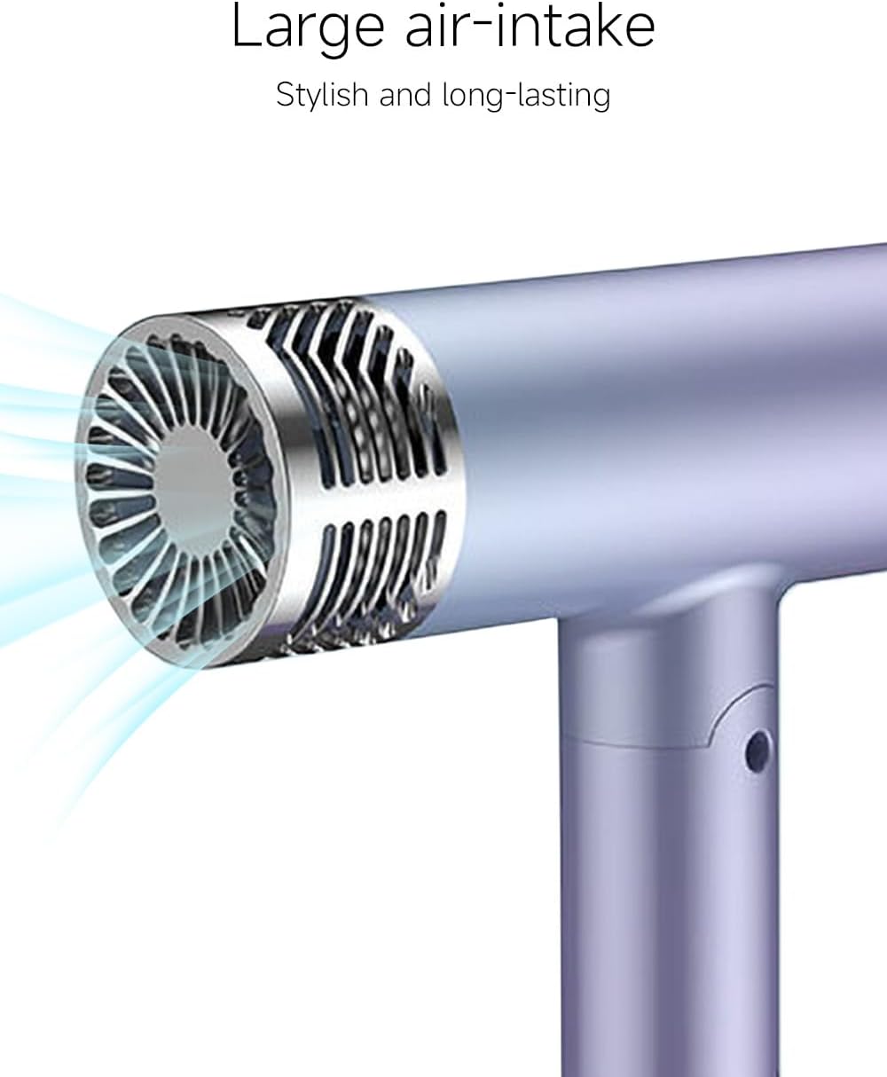 Secador de pelo profesional con mango plegable, 110000 RPM motor sin escobillas secador iónico con difusor, secador de pelo ligero de viaje, 3