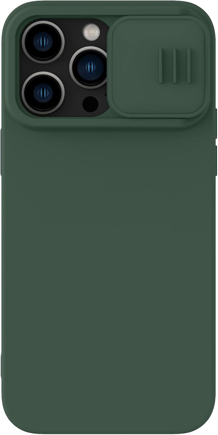 Nillkin Funda magnética para iPhone 14 Pro, compatible con Magesafe, funda de cámara deslizante, de silicona, ultra delgada, a prueba de golpes,