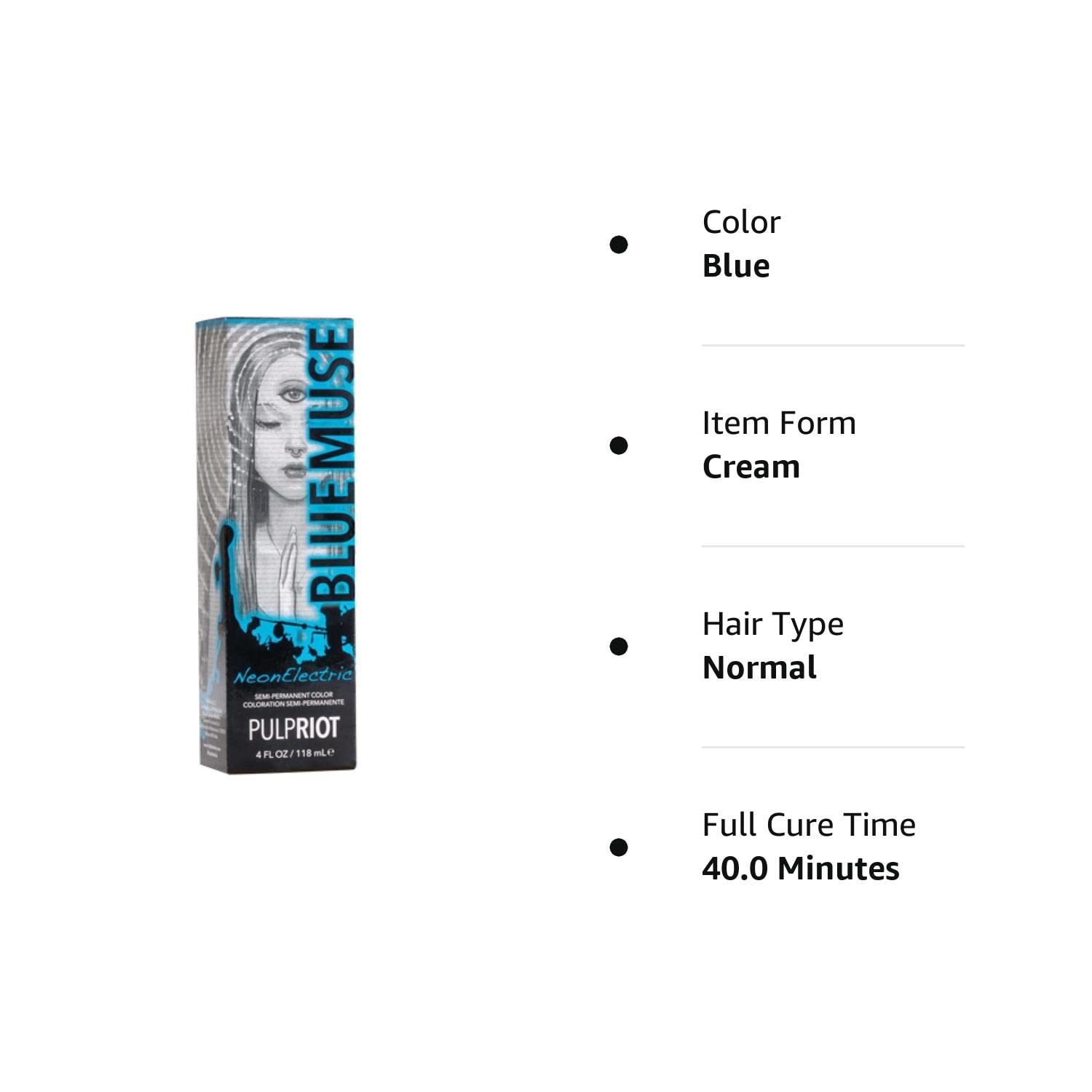 Pulp Riot – Tinte eléctrico semipermanente para el cabello, 4 onzas, BLUE MUSE