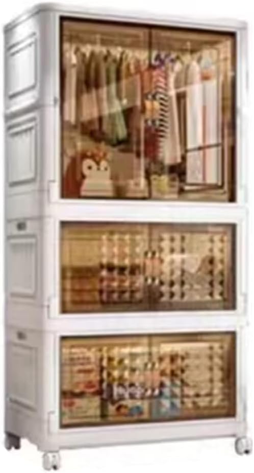 KAHIOE Armario portátil para niños, armario plegable de plástico para dormitorio, ropa de bebé, ampliación y engrosamiento, gran armario de