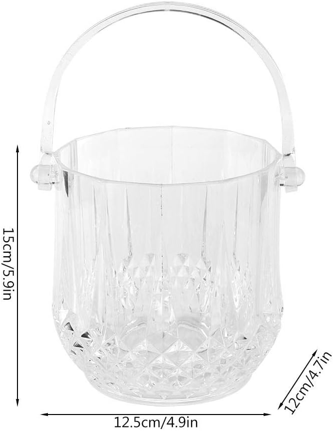 Cubo de hielo para barra de cócteles, cubo de hielo de acrílico transparente para congelador recipiente de hielo de cristal con mango desmontable