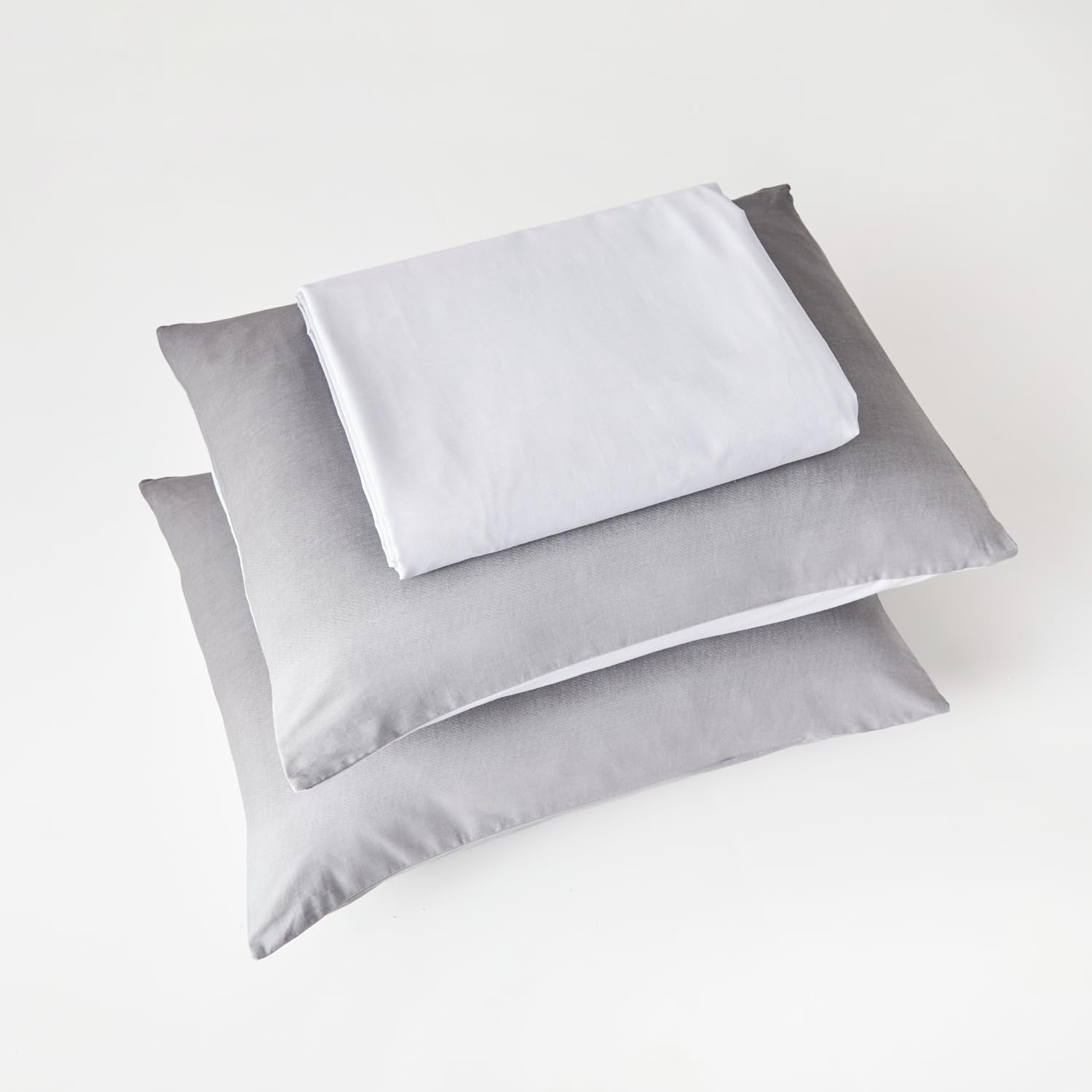 YuHeGuoJi Juego de funda de edredón de 3 piezas, 100 % algodón, 1 funda de edredón gris oscuro neutro con lazos de cremallera, 2 fundas de almohada,