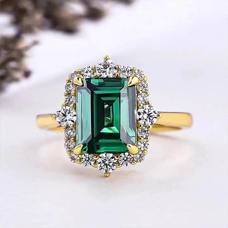 Anillos de plata de ley 925 con circonita cúbica cuadrada y esmeralda brillante para mujeres, hallazgos de joyería, pendientes, Plata de ley 925,