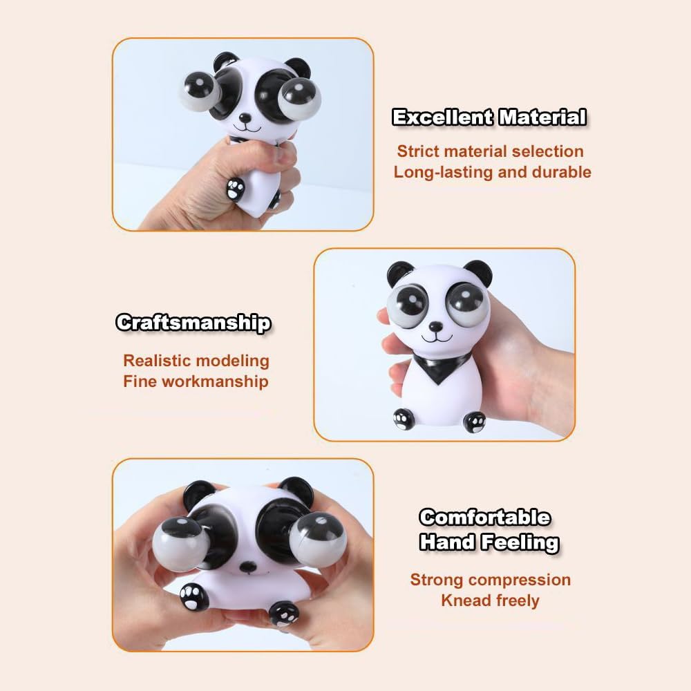 Juguetes para apretar con forma de panda, juguete para aliviar el estrés, juguetes divertidos y esponjosos con ojos emergentes, juguetes sensoriales