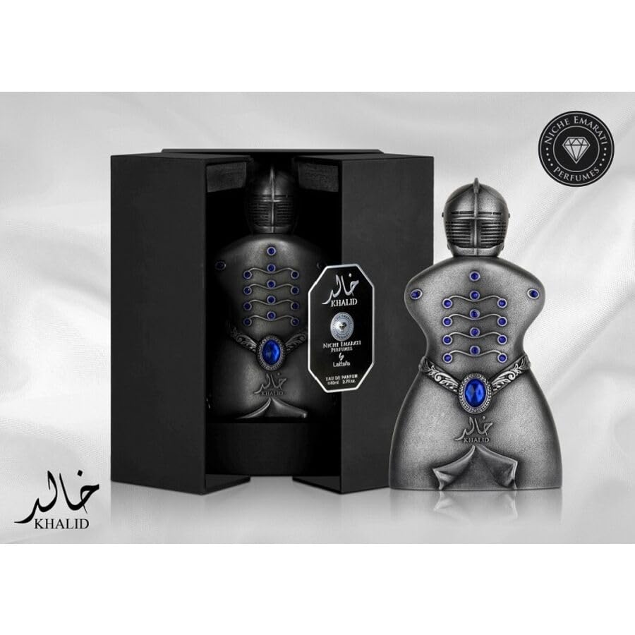 Lattafa Niche Emarati Khalid EDP Spray 3.4 Fragancias Unisex Azafrán, Labdanum, Cuero