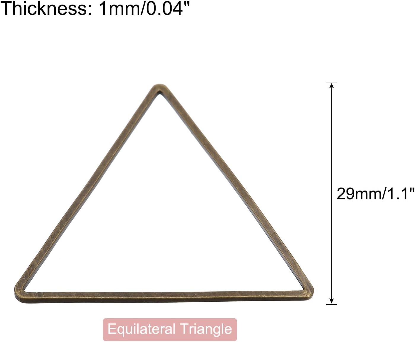 MECCANIXITY Aro de abalorios triangular, anillo de enlace geométrico hueco triangular para hacer joyas