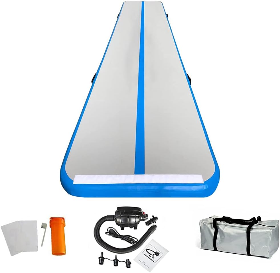 Colchoneta inflable de gimnasia de 10 pies, 13 pies, 16 pies, 20 pies, con bomba para gimnasio, hogar, yoga, entrenamiento, niños, deportes,