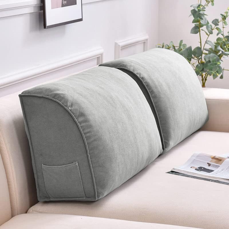 Almohadas de cuña para cabecero, almohada de lectura, almohada de respaldo para sofá, cojín de cintura para uso diario (lino, 23.62 x 13.78 x 7.87