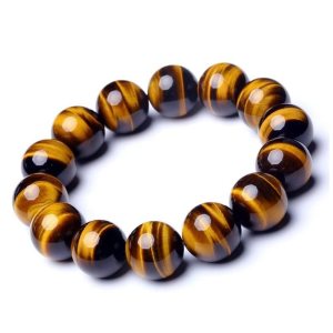12MM Tiger Eye Bracelet Men  Natural Golden Yellow Cats Eye  Handmade Stretch Jewelry for about 8 inch Wrist Size  Bring Luck Fortune Courage 12MM Tiger Eye Bracelet Men  Natural Golden Yellow Cats Eye  Handmade Stretch Jewelry for about 8 inch Wrist Size  Bring Luck Fortune Courage