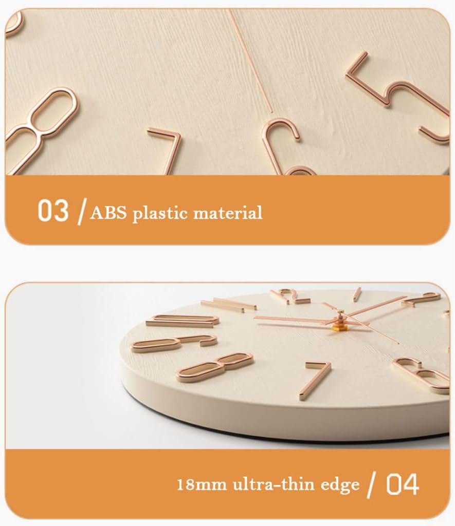 Reloj de pared – Reloj de pared moderno minimalista de 12 pulgadas para sala de estar, 3D, gran número, fácil de leer, reloj de pared decorativo sin