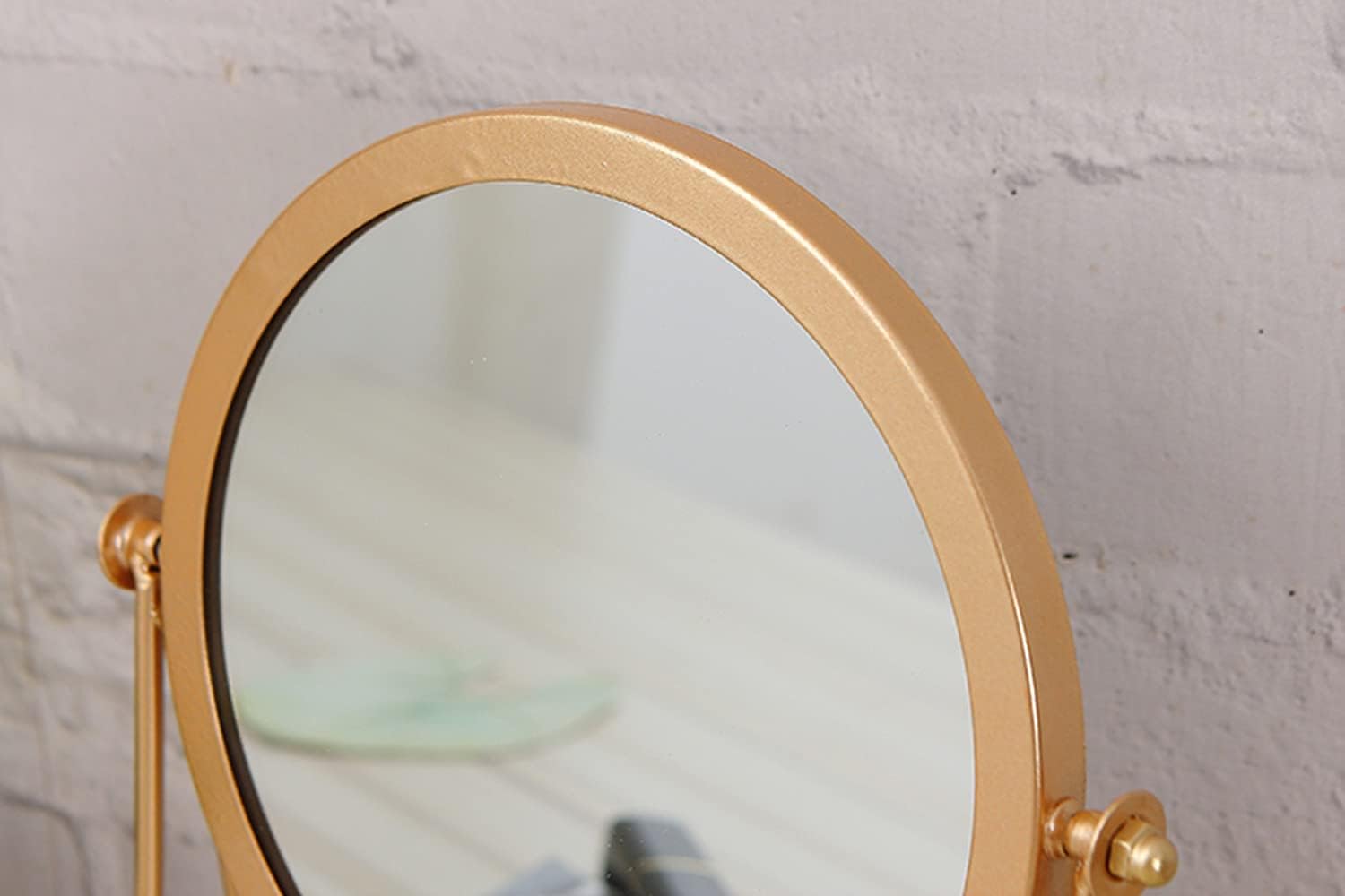 Geschaft – Espejo de maquillaje dorado de una cara para mesa, con rotación de 360, espejo de tocador de una cara, espejo giratorio redondo para