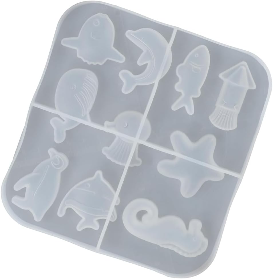 Moldes de resina de animales marinos, estrellas de mar, delfín, medusa, caballo marino, tiburón, para llavero, fabricación de colgantes, manualidades