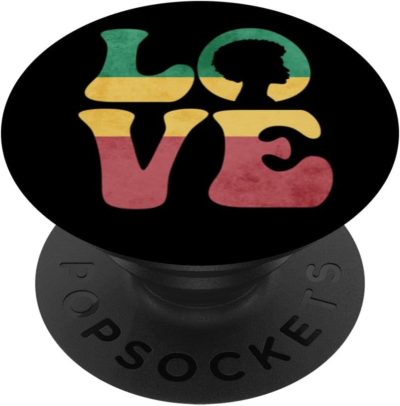 Afro Black African Rasta Reggae Black History LOVE PopSockets PopGrip intercambiables