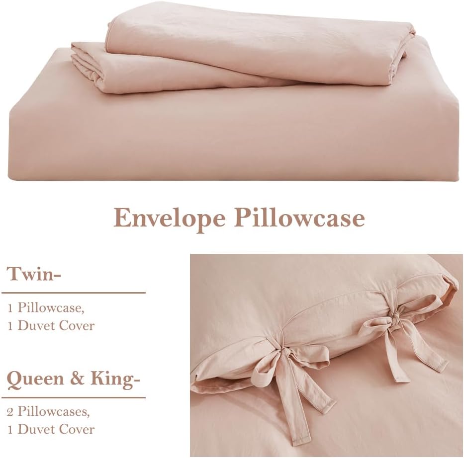 annadaif Juego de funda de edredón rosa matrimonial (79 x 90 pulgadas), 3 piezas (2 fundas de almohada, 1 funda de edredón), juego de funda de