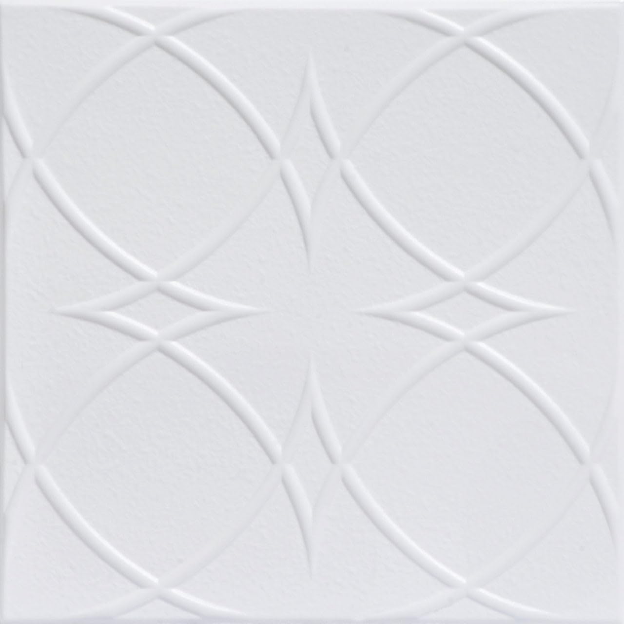 A La Maison Ceilings R82 – Azulejo de techo de espuma con pegamento de círculos y estrellas (128 pies cuadradoscaja), paquete de 48, blanco ultra
