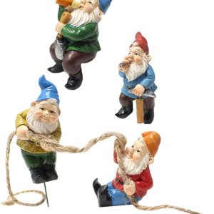 4 piezas de arreglo floral enano, estatua de jardín de gnomos pequeños, decoraciones para patio, mini figurita enana, mini macetas para 4 piezas de arreglo floral enano, estatua de jardín de gnomos pequeños, decoraciones para patio, mini figurita enana, mini macetas para