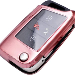 Funda protectora de TPU de 4 botones para llavero Volkswagen VW Tiguan Jetta GTI Atlas Golf Polo sin llave (rosa) Funda protectora de TPU de 4 botones para llavero Volkswagen VW Tiguan Jetta GTI Atlas Golf Polo sin llave (rosa)