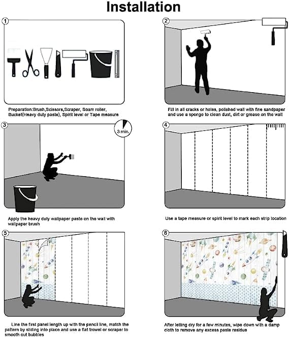 Mural de pared dibujado a mano, ilustraciones nórdicas dibujadas a mano, fondo de pantalla para niños, decoración fácil de cuidar para dormitorio,