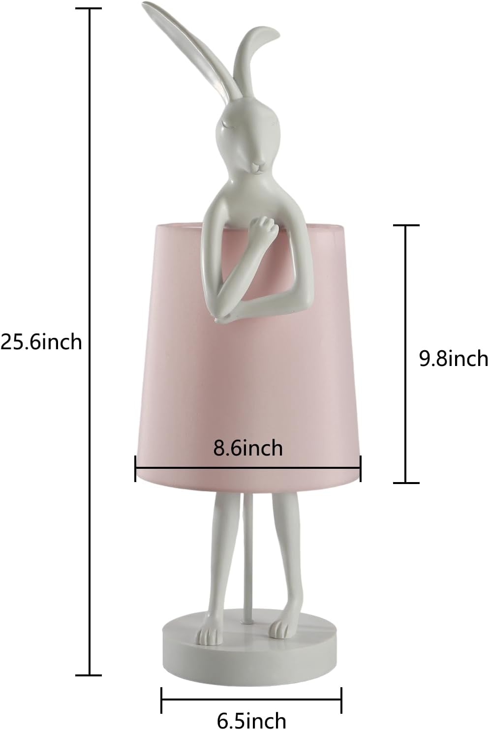 Lámparas de mesa de conejo, lámpara de mesa de conejo blanco de 25.6 pulgadas para dormitorio, lámpara de mesita de noche para niños, luz de conejo