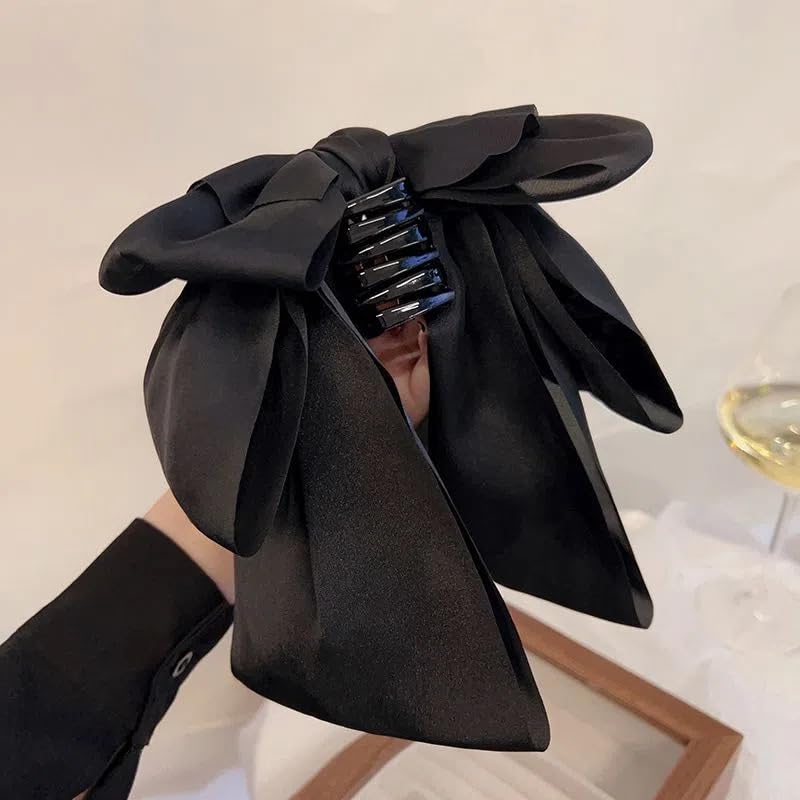 Pinzas para el pelo con lazo para mujer, pinzas para el cabello con lazo, estilo francés con cola larga para mujeres y niñas, accesorios de