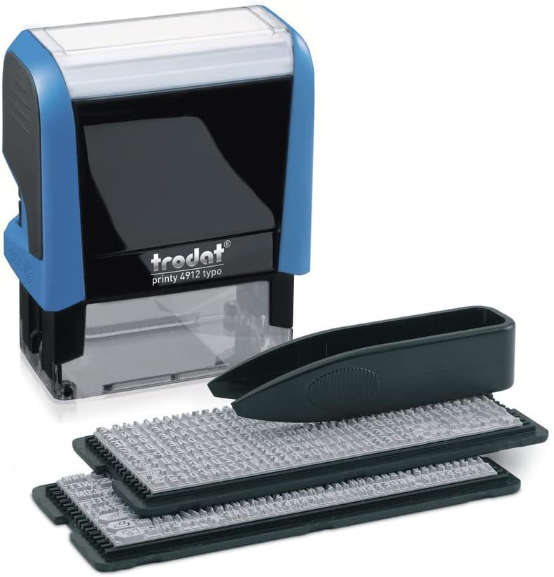 Trodat 4912Typo – Sello de texto impreso, autoajustable, 4 líneas, color azul