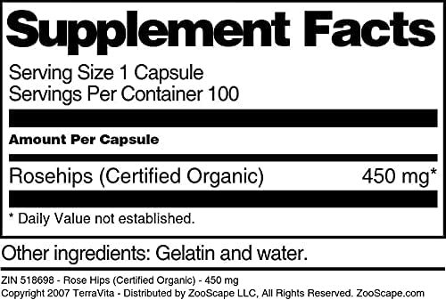 Escaramujos (Certificado Orgánico) – 450 mg (100 Cápsulas, ZIN 518698)
