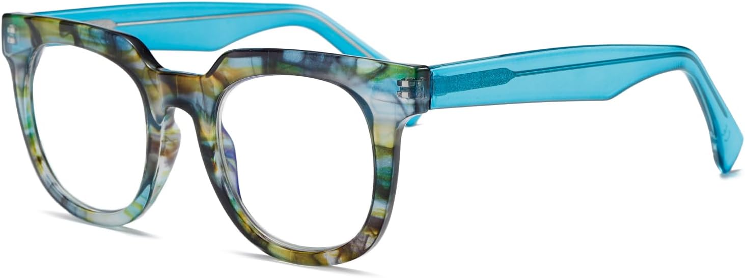 Gafas de lectura de moda con bloqueo de luz azul cuadrada para mujer Showbiz con estilo +2.0 (verde)