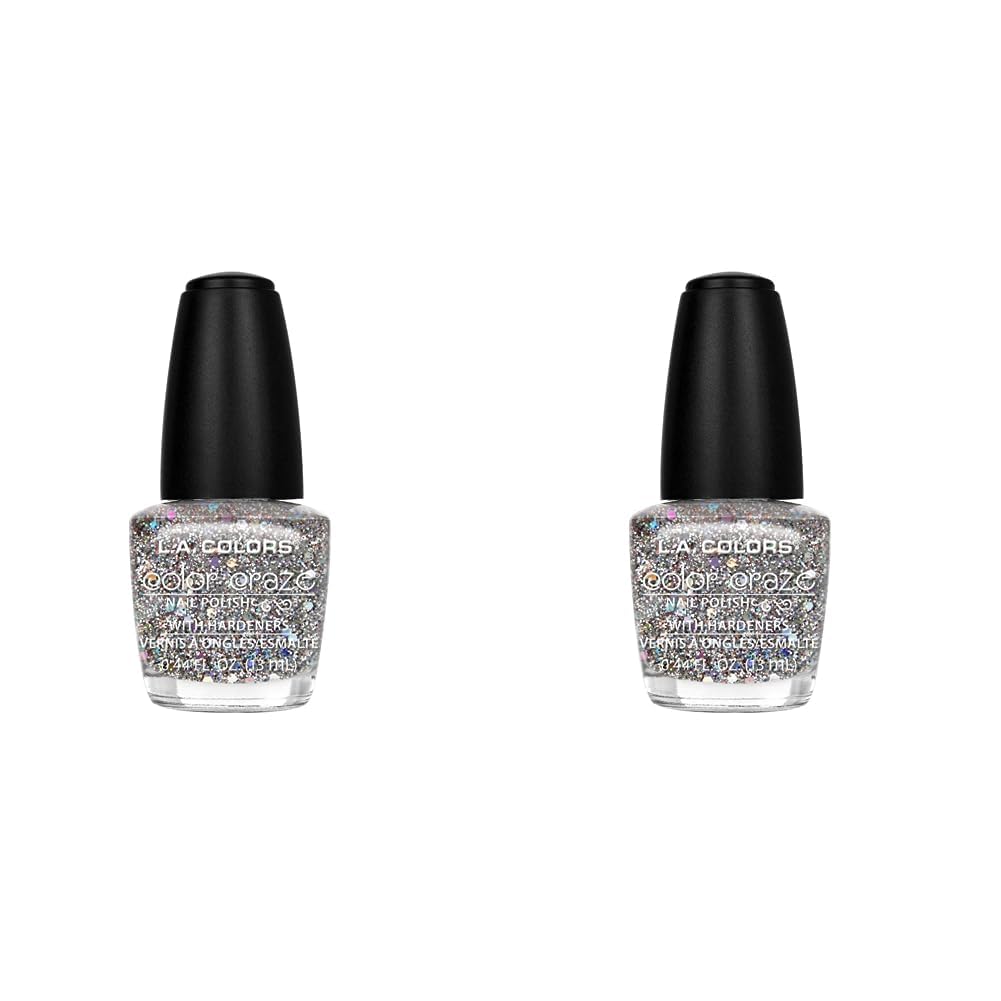 L.A. COLORS Craze Esmalte de uñas, bomba de purpurina, 0.44 onzas líquidas (paquete de 2)