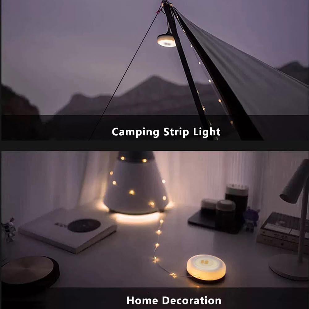 Cadena de luces para campamento tira de luces RGB de 32.8 pies para exteriores, impermeable, luz recargable con control de aplicación, brillo