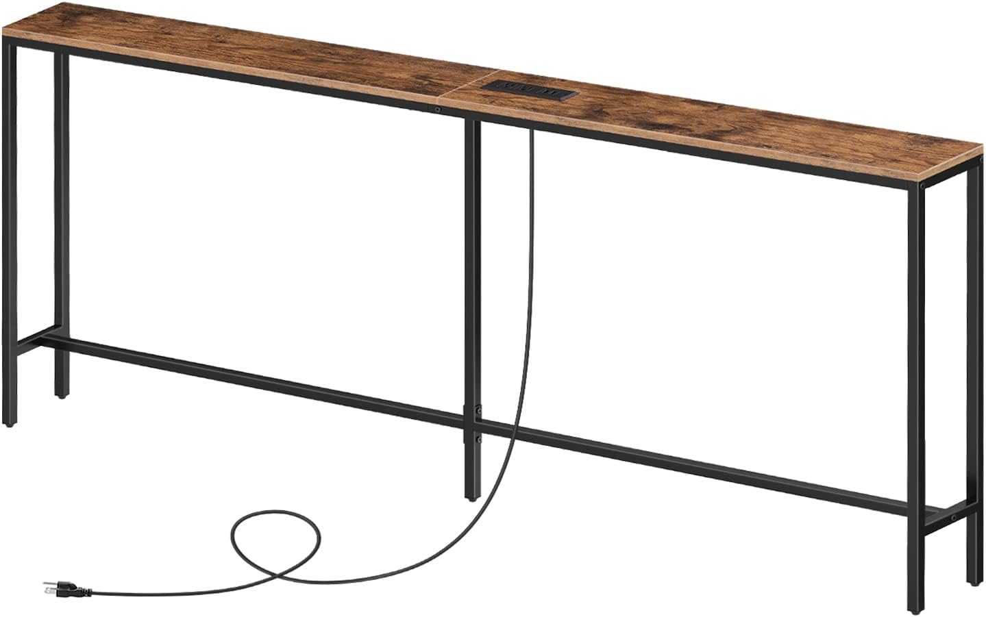 Mesa consola delgada con tomas de corriente, mesa de sofá estrecha de 70.9 pulgadas, mesa detrás del sofá con estación de carga, mesa de pasillo de
