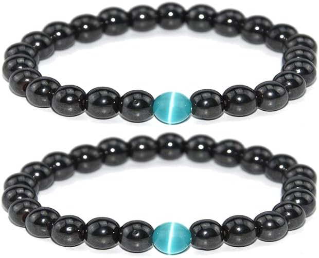 Tobillera de obsidiana negra antihinchazón para mujer, pulsera de obsidiana de drenaje linfático, pulsera magnética de obsidiana antiansiedad para