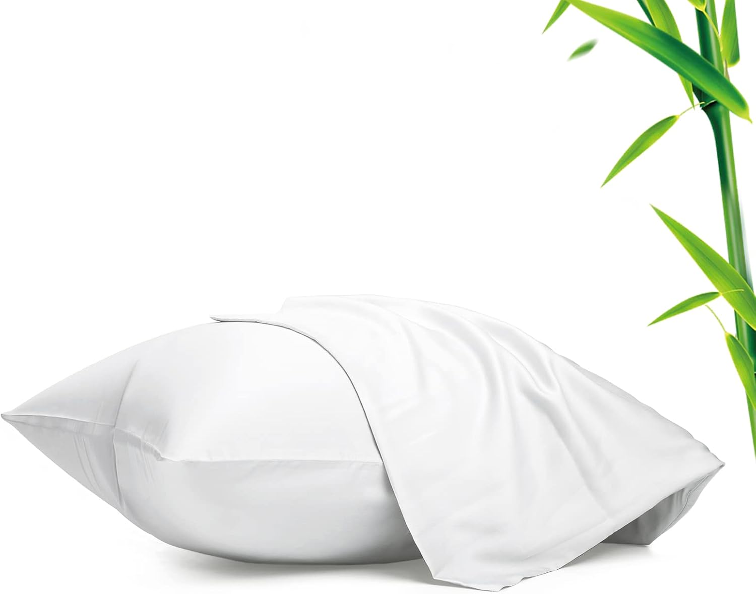 Juego de 2 fundas de almohada refrescantes estándar, rayón derivado de fundas de almohada de bambú, fundas de almohada con cierre de sobre, suaves y