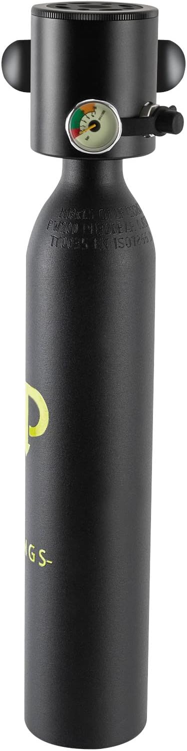 Mini tanque de buceo conjunto de buceo, equipo de buceo inflable de 0.5L, tanque de oxígeno para respiración subacuática, constante con válvula de