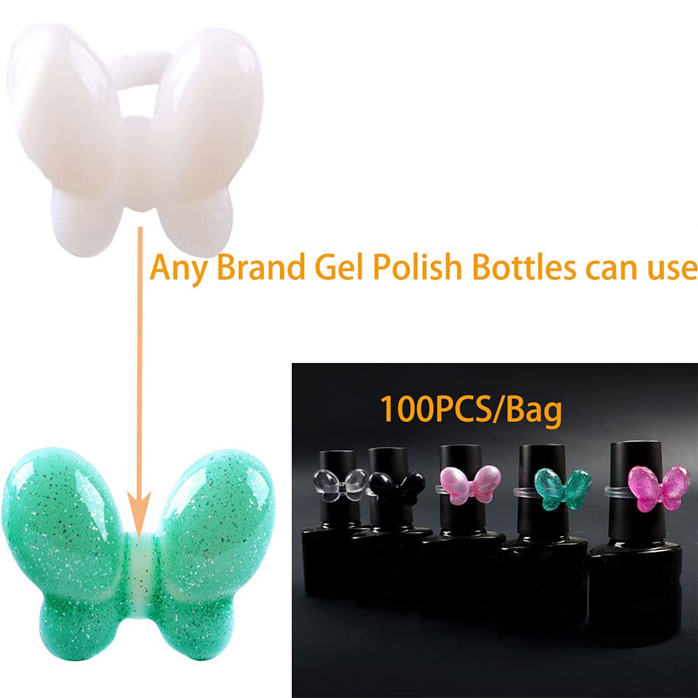 100 unidades de barras de uñas de gel, punta de manicura de mariposa para arte de uñas, herramienta de visualización de color (mariposa de color
