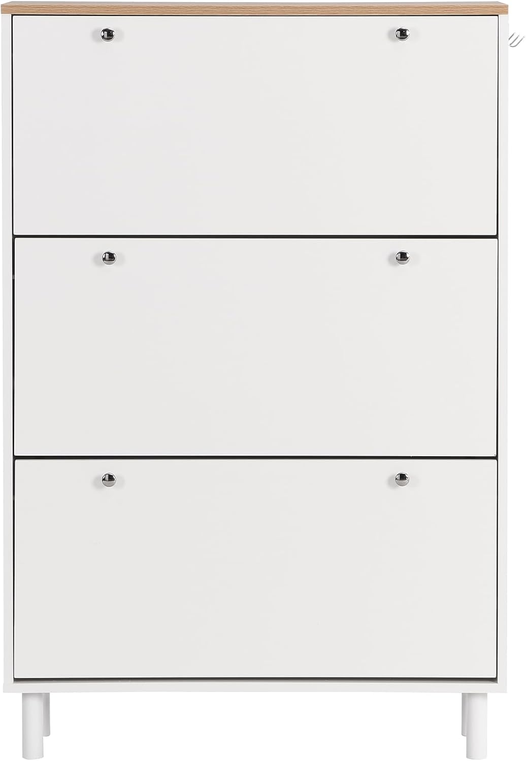 Zapatero contemporáneo con 3 puertas abatibles, zapatero de madera independiente, organizador de almacenamiento de zapatos para entrada, pasillo,